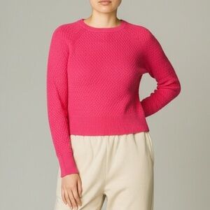 Vtg American Eagle Neon Pink Open Knit Sweater S Crew Neck Y2K 90s‎ Bright Bold